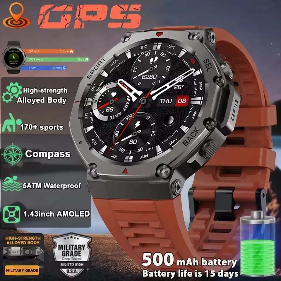T-Rex 3  GPS Ʈ ð Smartwatch  GNSS ħ   5 ATM  170+  ð